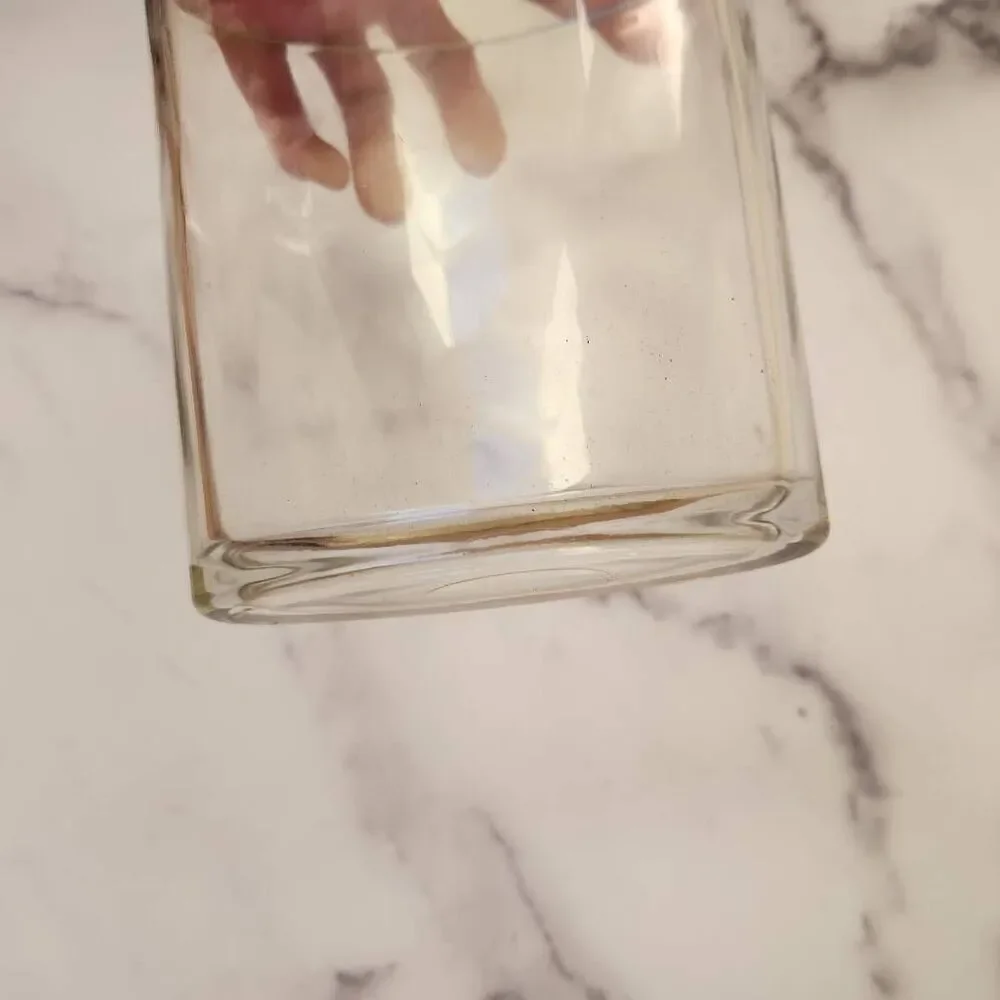 Clear thick heavy glass flower vase oval home decor 6.25 in height
